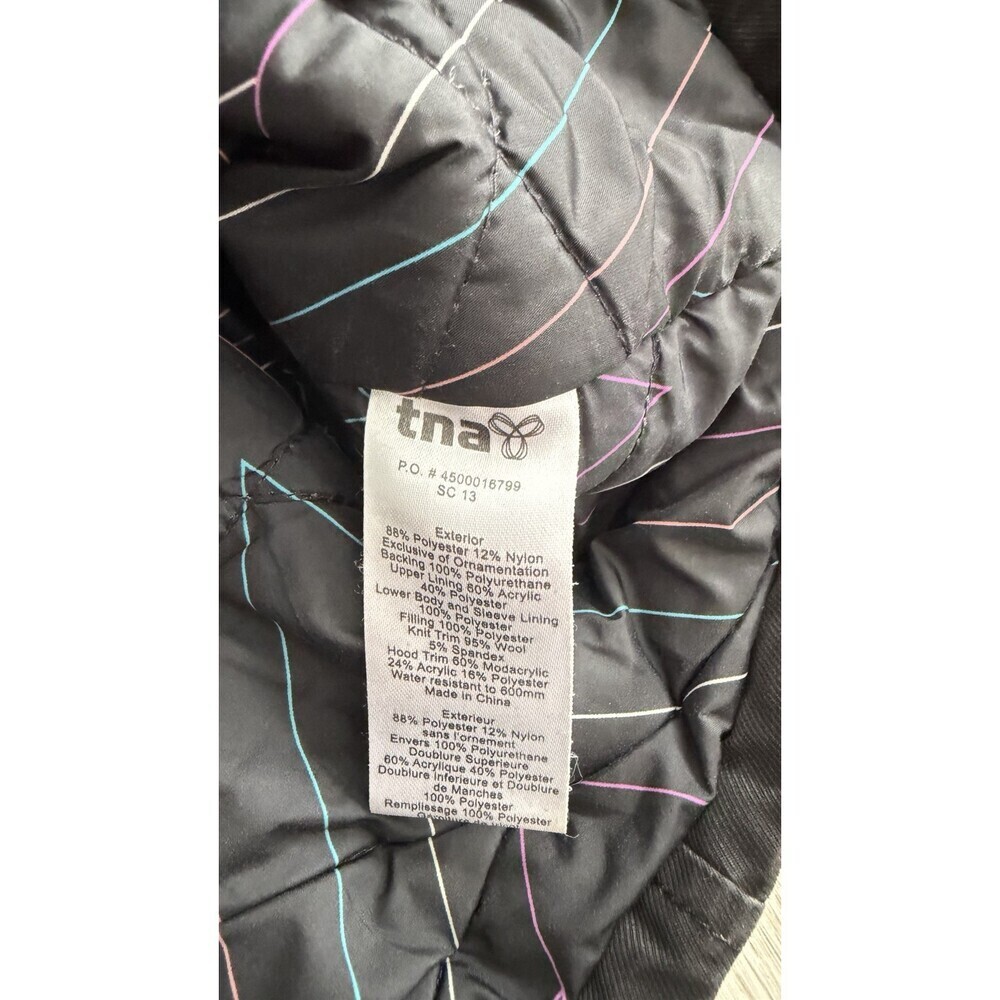 TNA Aritzia Parka Jacket Griffith Black Women M Sherpa Hood Slim Fit Mid-Length - Picture 10 of 16